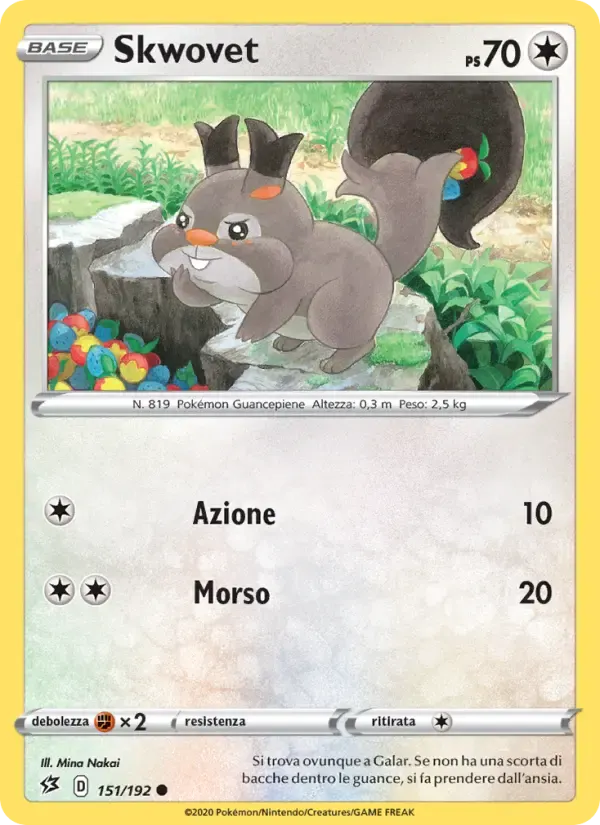Skwovet — Fragore Ribelle 151 Italian Pokémon card