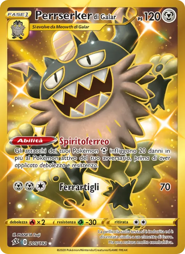 Perrserker di Galar — Fragore Ribelle 205 Italian Pokémon card