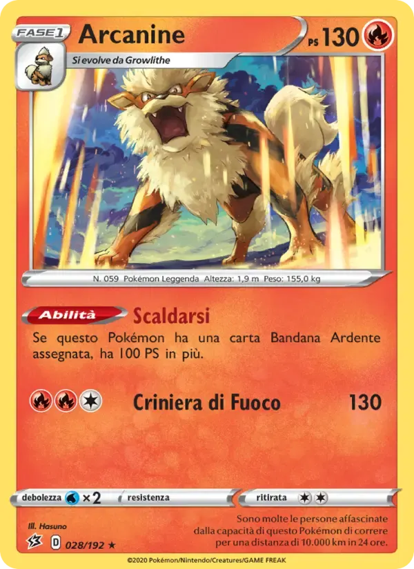 Arcanine — Fragore Ribelle 28 Italian Pokémon card