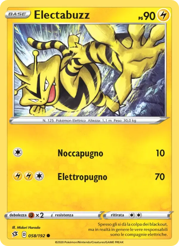 Electabuzz — Fragore Ribelle 58 Italian Pokémon card