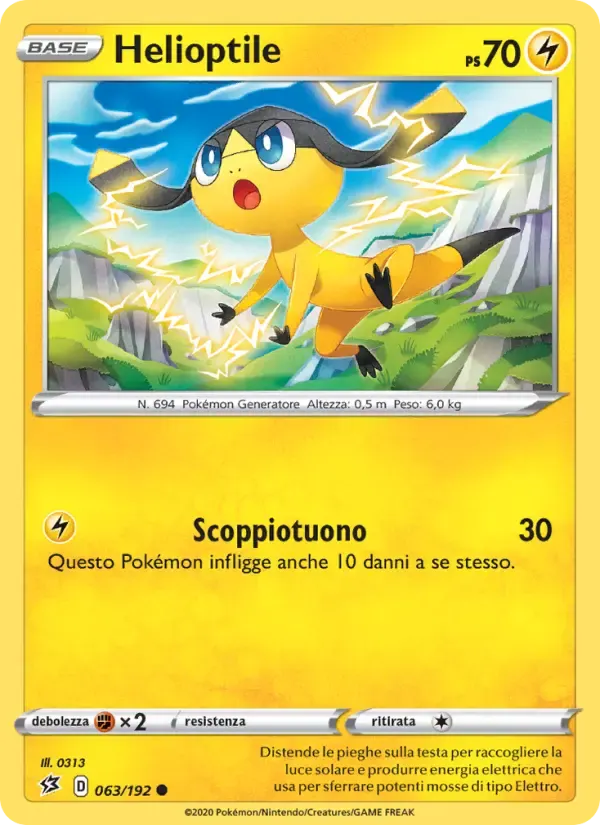 Helioptile — Fragore Ribelle 63 Italian Pokémon card