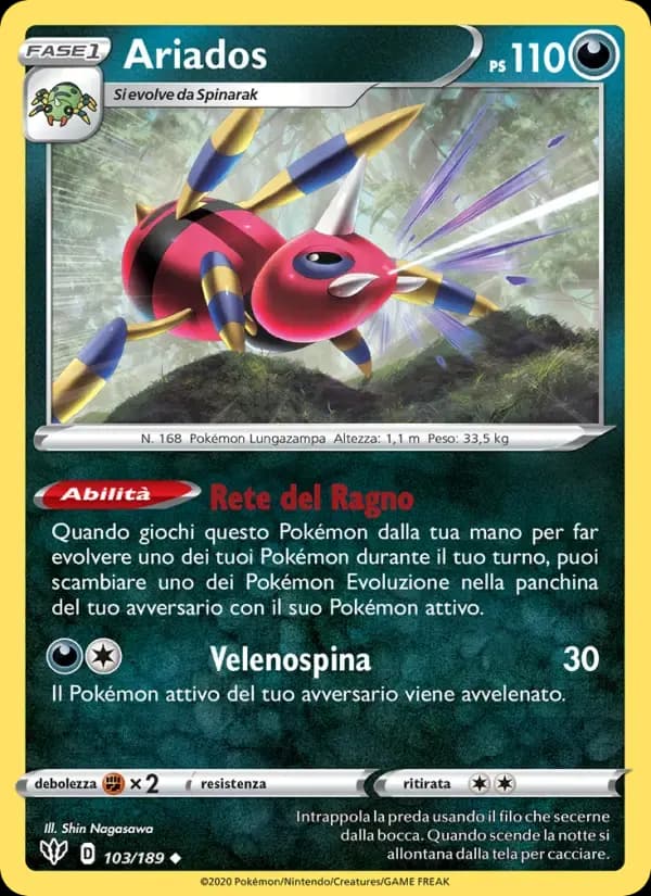 Ariados — Fiamme Oscure 103 Italian Pokémon card