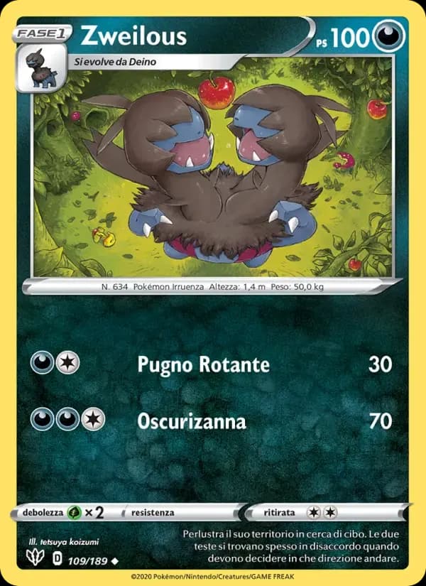 Zweilous — Fiamme Oscure 109 Italian Pokémon card