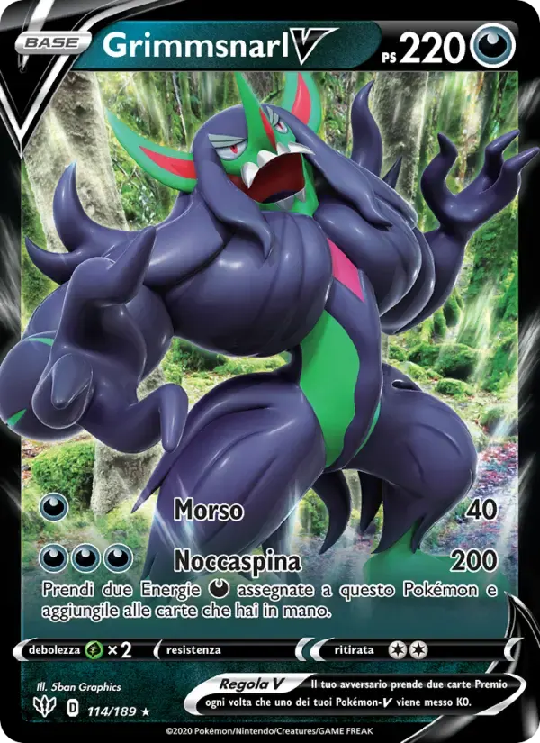 Grimmsnarl V — Fiamme Oscure 114 Italian Pokémon card