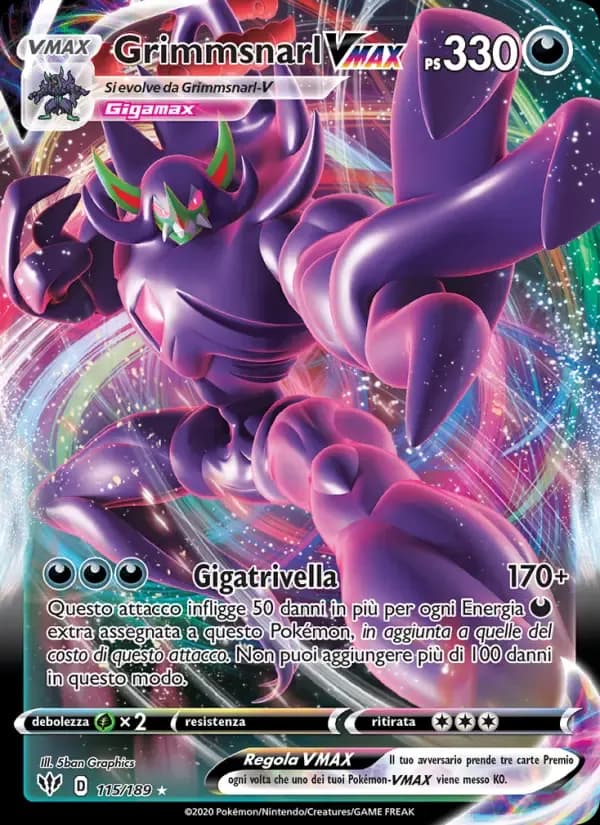 Grimmsnarl VMAX — Fiamme Oscure 115 Italian Pokémon card