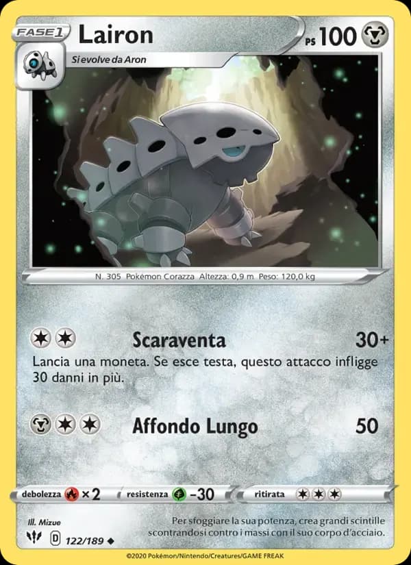 Lairon — Fiamme Oscure 122 Italian Pokémon card
