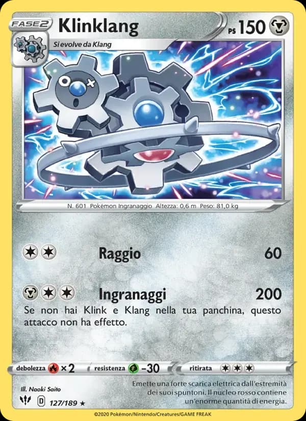 Klinklang — Fiamme Oscure 127 Italian Pokémon card