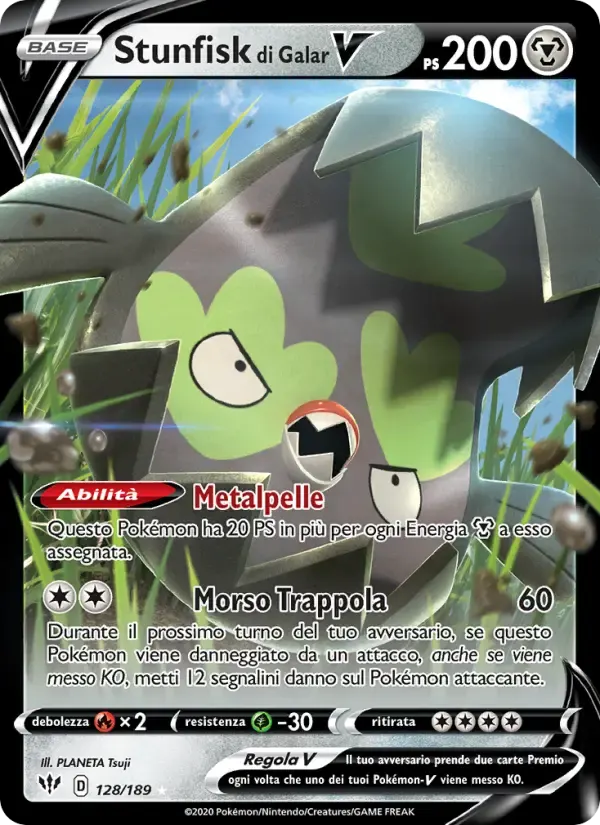 Stunfisk di Galar V — Fiamme Oscure 128 Italian Pokémon card