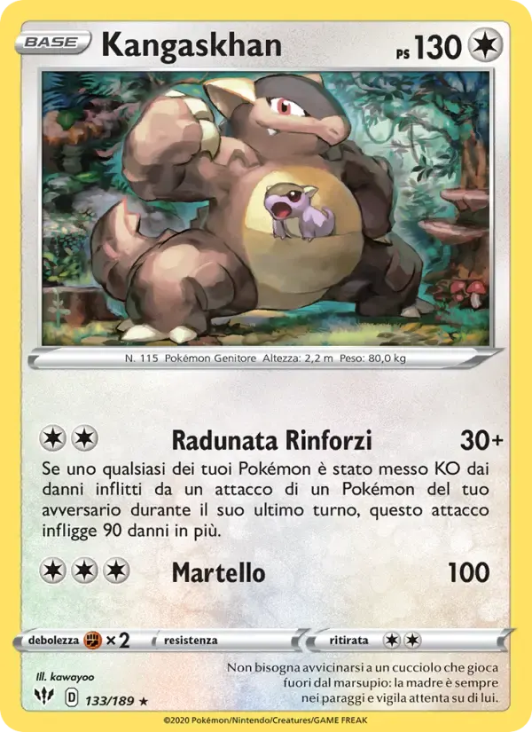 Kangaskhan — Fiamme Oscure 133 Italian Pokémon card