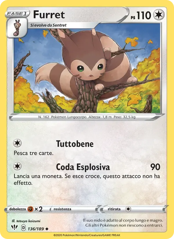 Furret — Fiamme Oscure 136 Italian Pokémon card