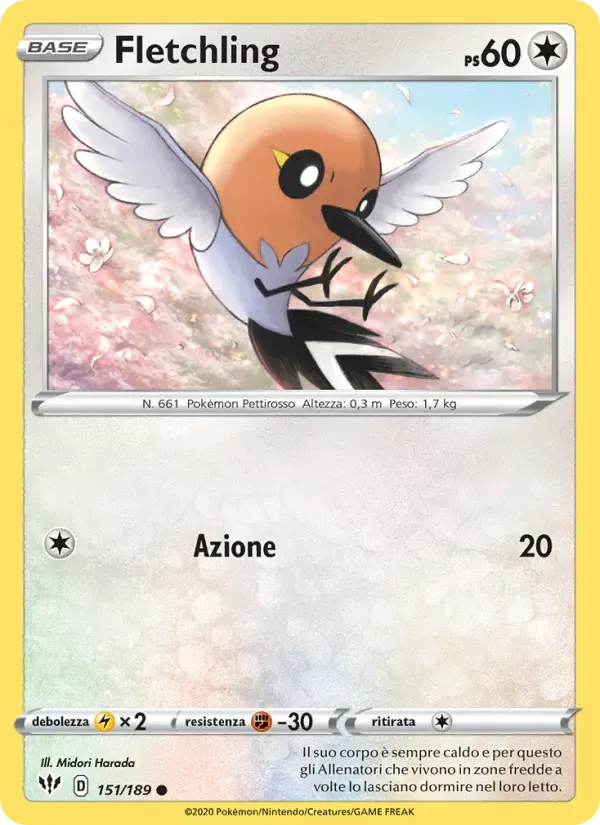 Fletchling — Fiamme Oscure 151 Italian Pokémon card