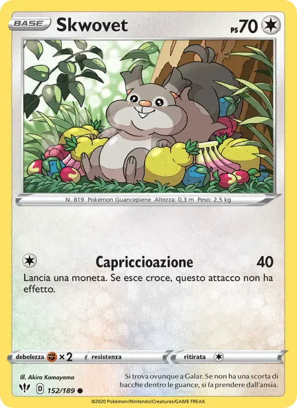 Skwovet — Fiamme Oscure 152 Italian Pokémon card
