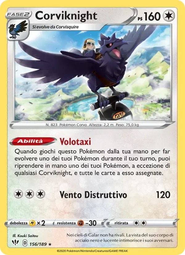 Corviknight — Fiamme Oscure 156 Italian Pokémon card