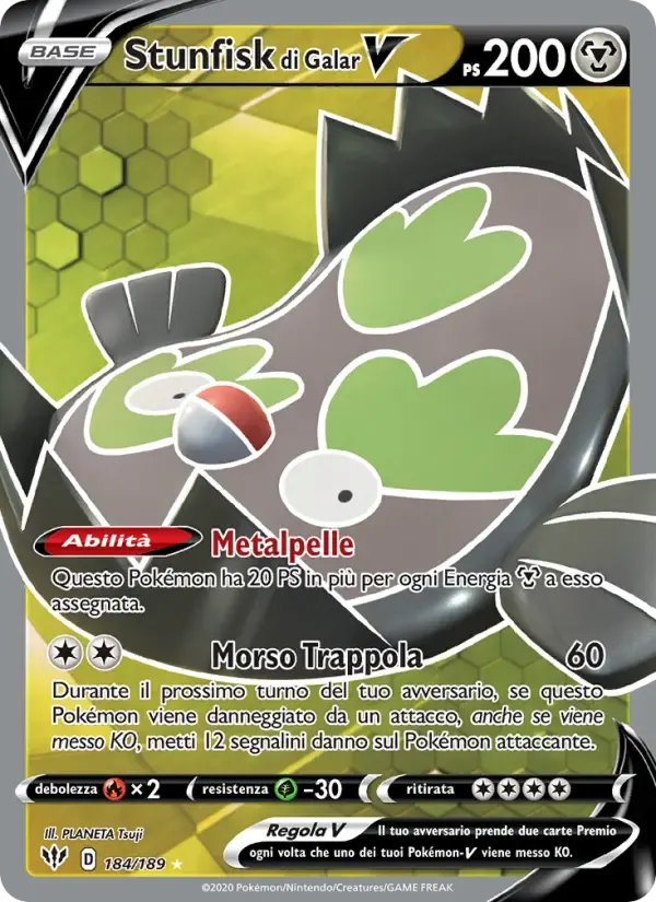 Stunfisk di Galar V — Fiamme Oscure 184 Italian Pokémon card