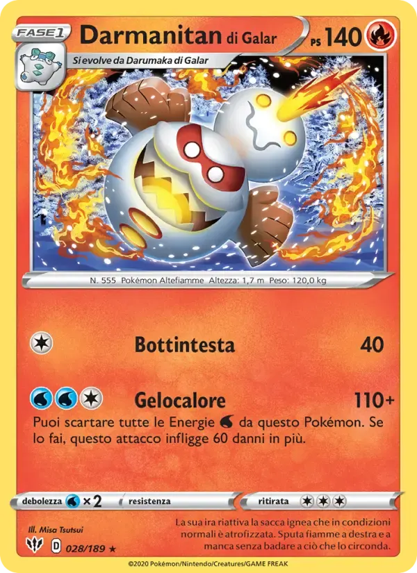 Darmanitan di Galar — Fiamme Oscure 28 Italian Pokémon card