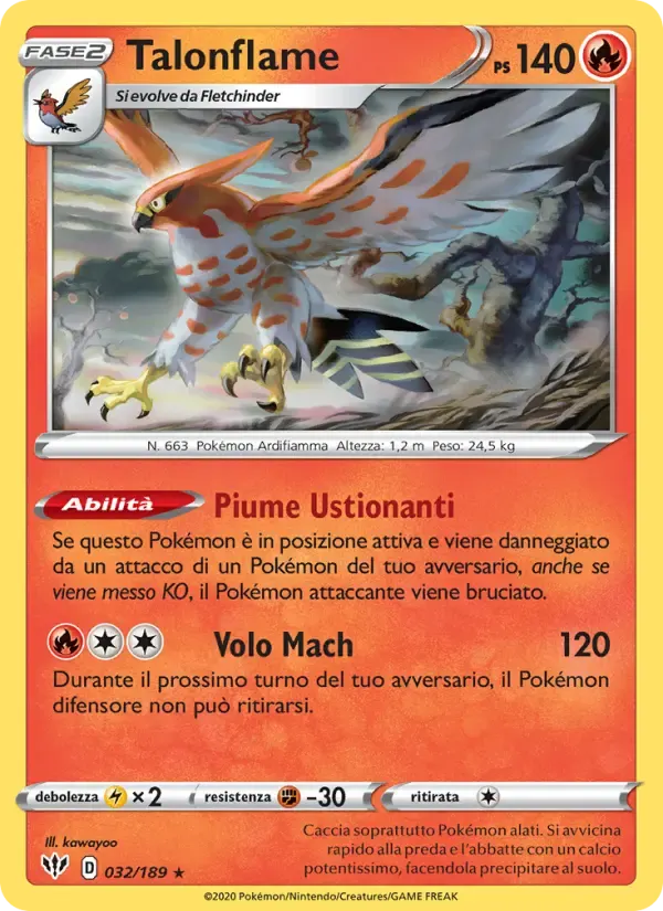 Talonflame — Fiamme Oscure 32 Italian Pokémon card