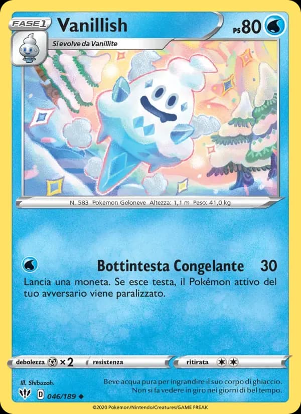 Vanillish — Fiamme Oscure 46 Italian Pokémon card