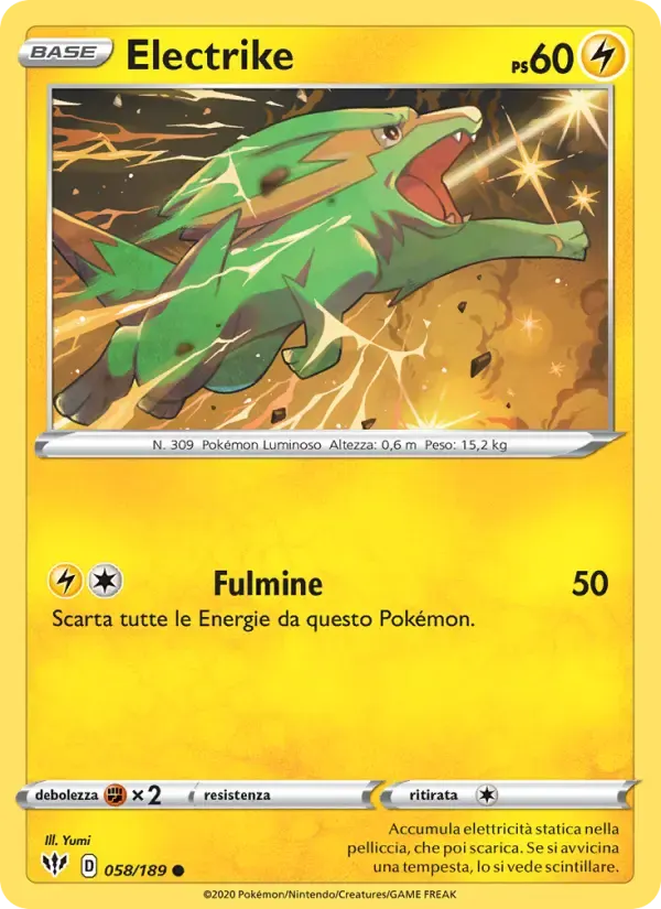 Electrike — Fiamme Oscure 58 Italian Pokémon card