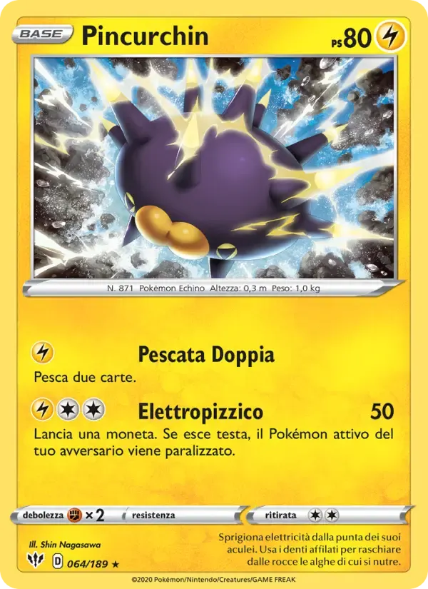 Pincurchin — Fiamme Oscure 64 Italian Pokémon card