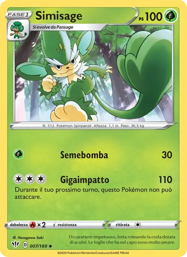 Simisage — Fiamme Oscure 7 Italian Pokémon card