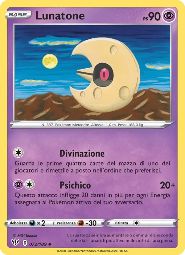 Lunatone — Fiamme Oscure 72 Italian Pokémon card