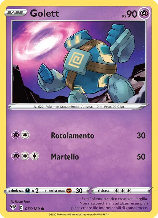 Golett — Fiamme Oscure 76 Italian Pokémon card