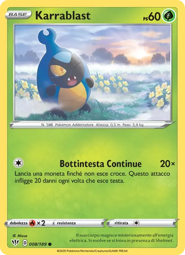 Karrablast — Fiamme Oscure 8 Italian Pokémon card