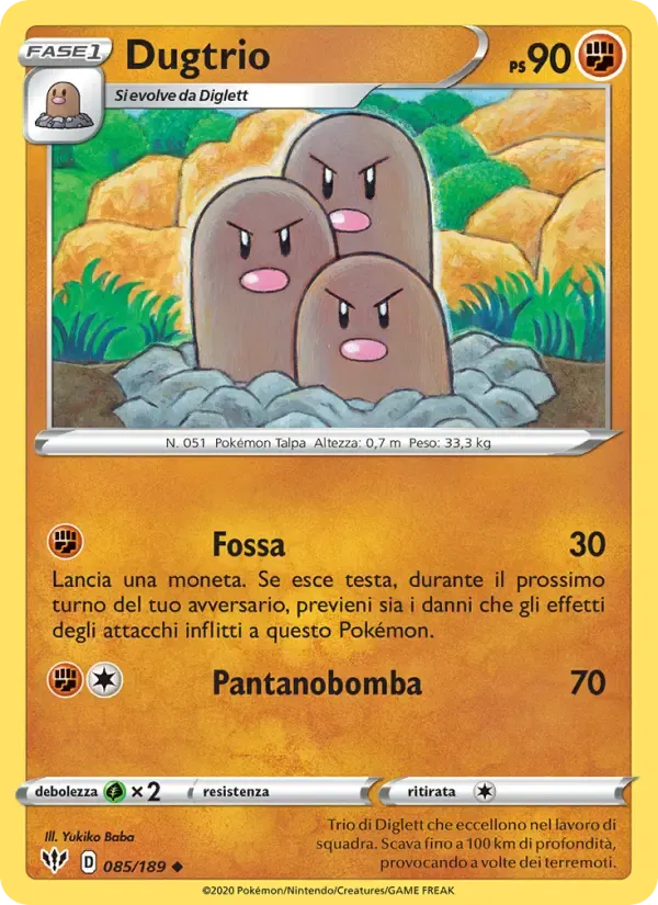 Dugtrio — Fiamme Oscure 85 Italian Pokémon card