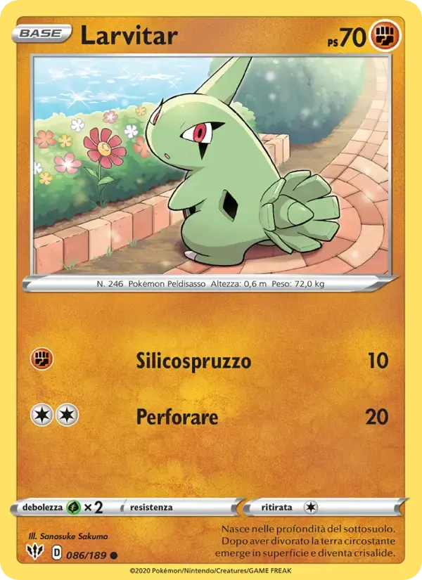 Larvitar — Fiamme Oscure 86 Italian Pokémon card