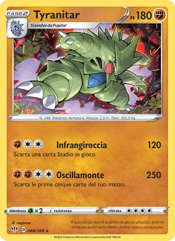 Tyranitar — Fiamme Oscure 88 Italian Pokémon card