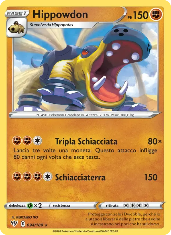 Hippowdon — Fiamme Oscure 94 Italian Pokémon card