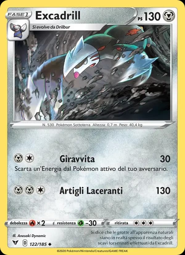Excadrill — Voltaggio Sfolgorante 122 Italian Pokémon card