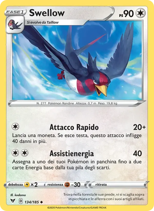 Swellow — Voltaggio Sfolgorante 134 Italian Pokémon card