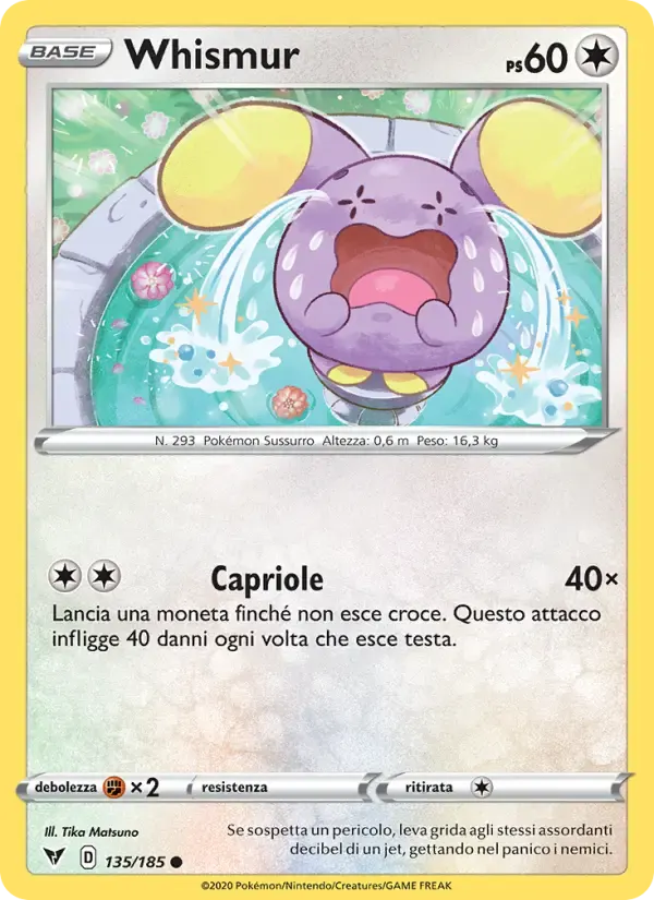 Whismur — Voltaggio Sfolgorante 135 Italian Pokémon card