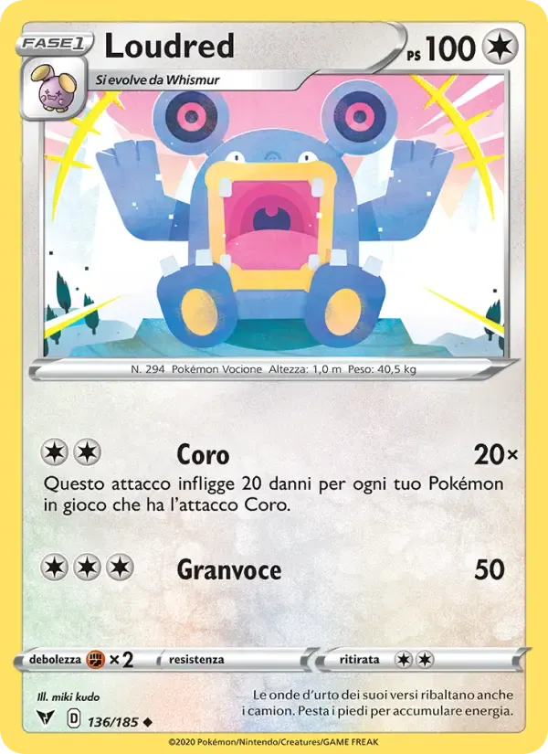 Loudred — Voltaggio Sfolgorante 136 Italian Pokémon card