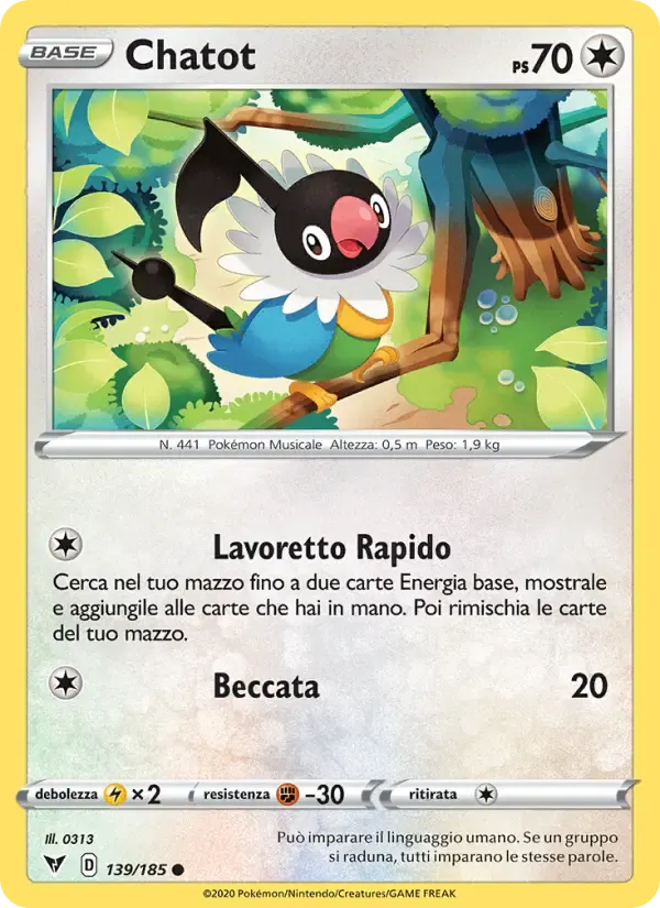 Chatot — Voltaggio Sfolgorante 139 Italian Pokémon card