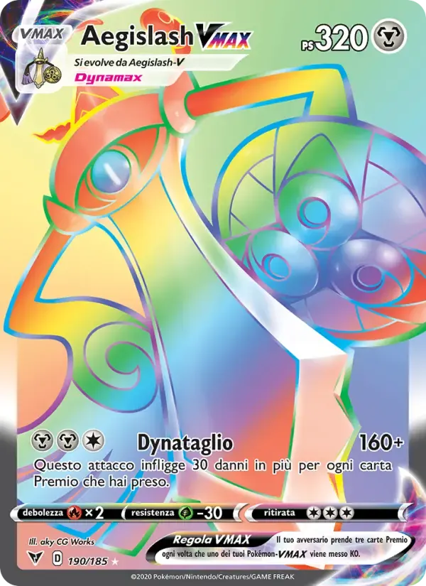 Aegislash VMAX — Voltaggio Sfolgorante 190 Italian Pokémon card