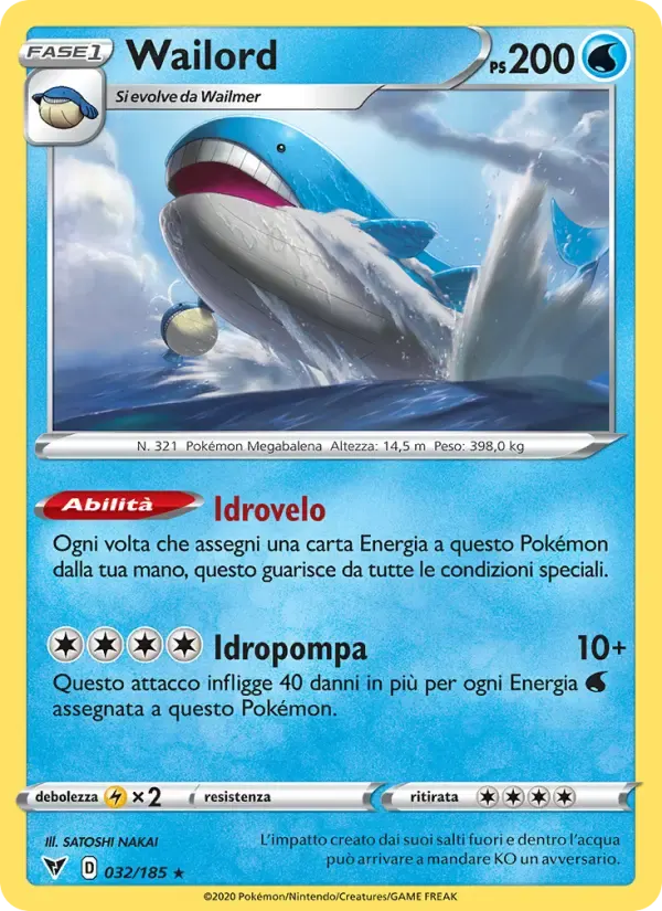 Wailord — Voltaggio Sfolgorante 32 Italian Pokémon card