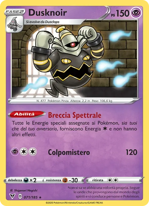 Dusknoir — Voltaggio Sfolgorante 71 Italian Pokémon card