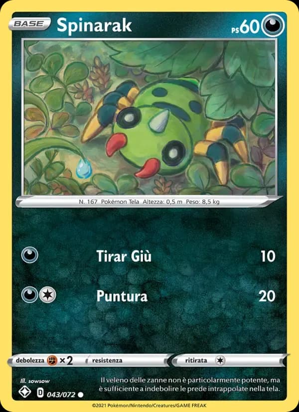 Spinarak — Destino Splendente 43 Italian Pokémon card