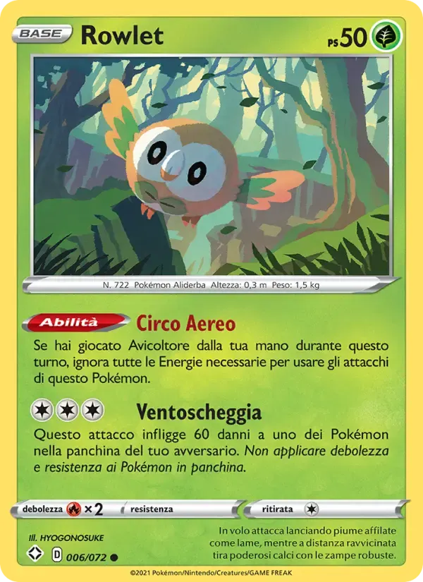 Rowlet — Destino Splendente 6 Italian Pokémon card