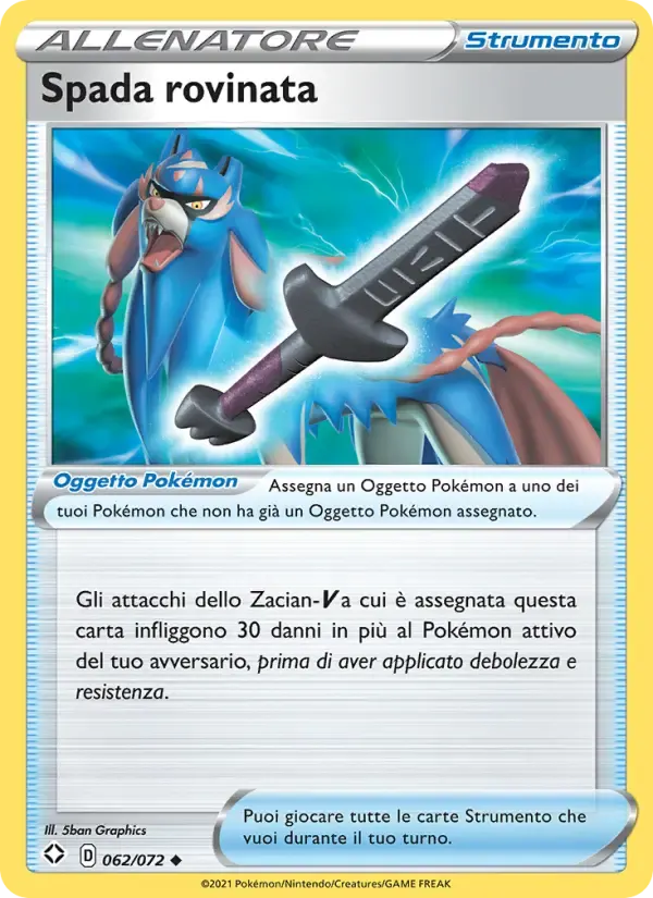 Spada rovinata — Destino Splendente 62 Italian Pokémon card