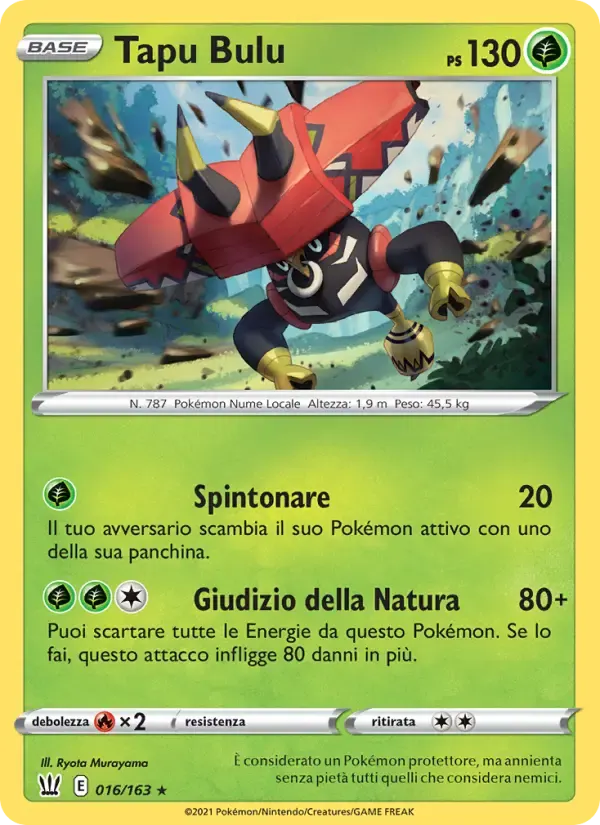 Tapu Bulu — Stili di Lotta 16 Italian Pokémon card