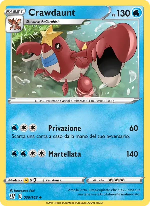 Crawdaunt — Stili di Lotta 39 Italian Pokémon card