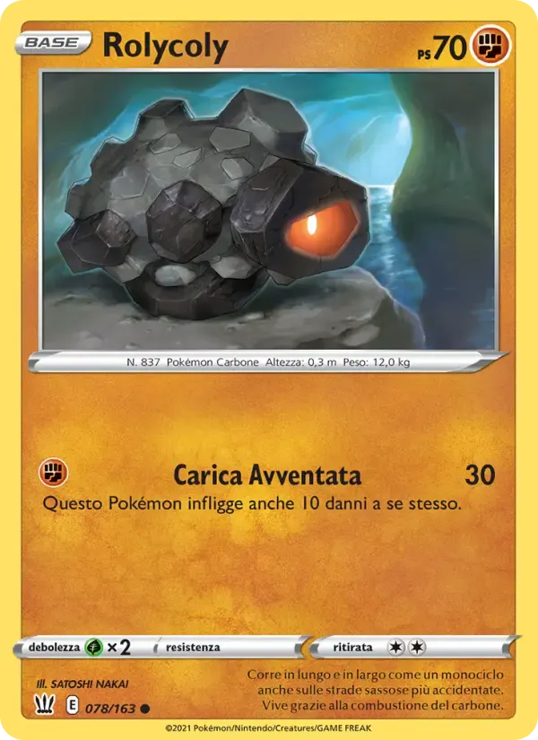 Rolycoly — Stili di Lotta 78 Italian Pokémon card