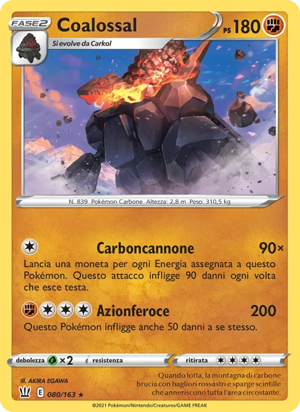 Coalossal — Stili di Lotta 80 Italian Pokémon card