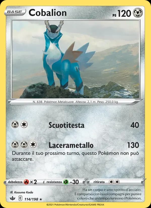 Cobalion — Regno Glaciale 114 Italian Pokémon card