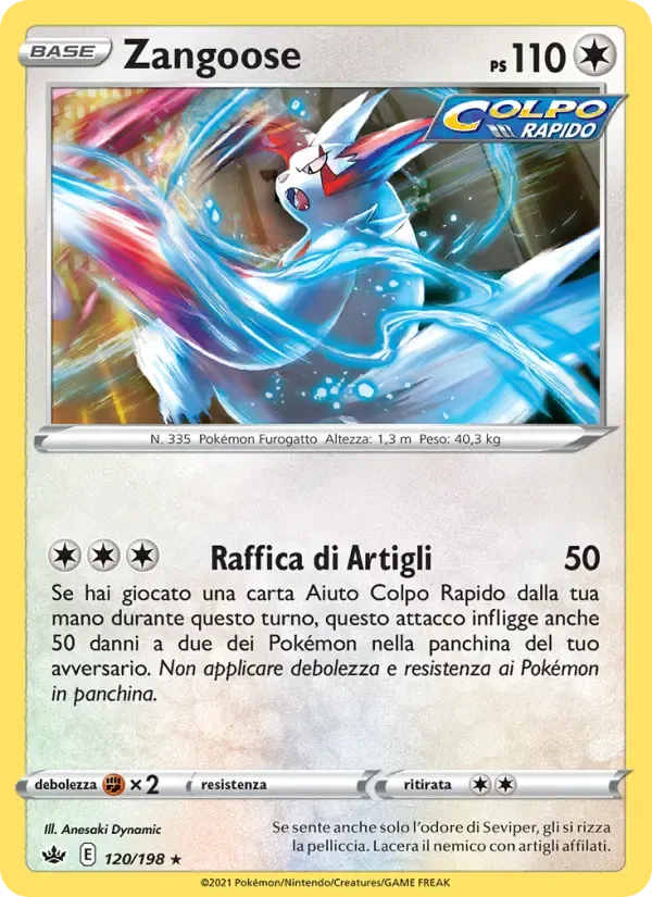 Zangoose — Regno Glaciale 120 Italian Pokémon card
