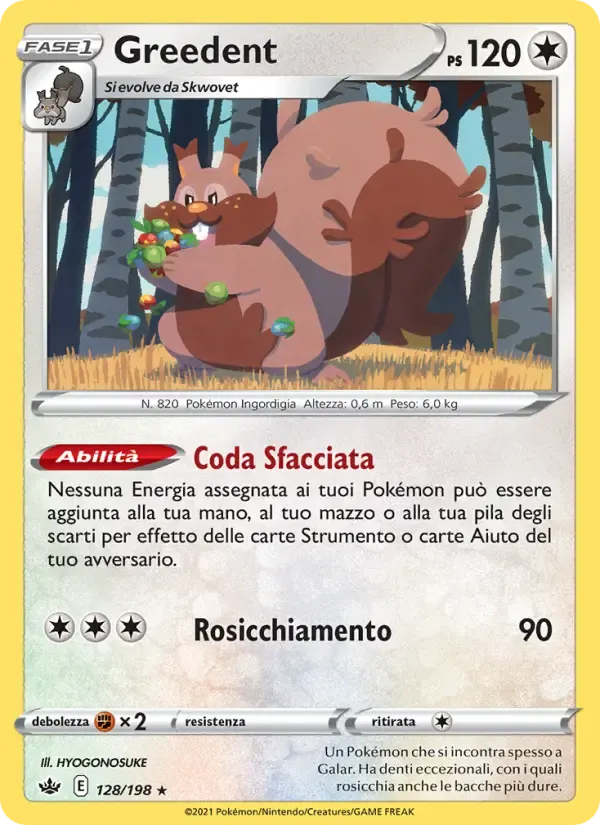 Greedent — Regno Glaciale 128 Italian Pokémon card