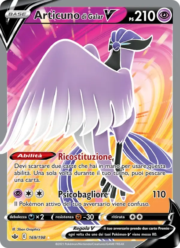 Articuno di Galar V — Regno Glaciale 169 Italian Pokémon card